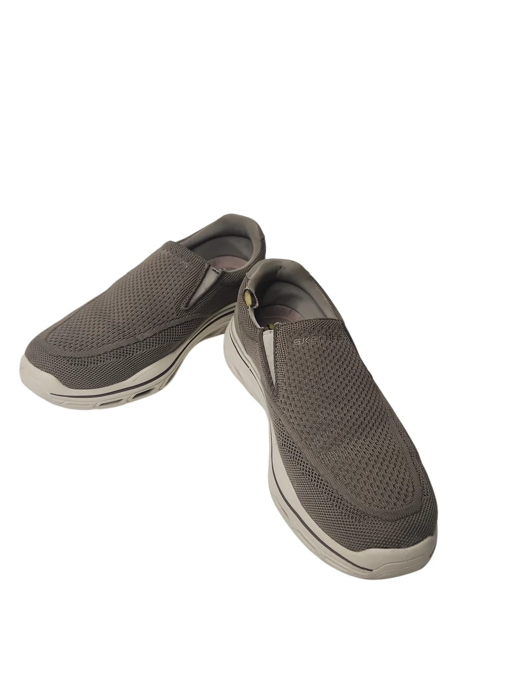 Sketchers Men's Glide Step Khaki Relaxed Fit Mesh Slip-On Walking Shoe Size 9.5